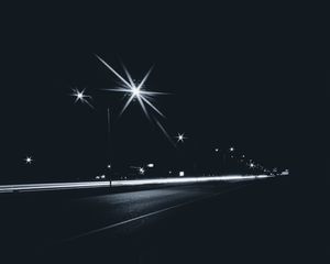 Preview wallpaper lights, night, road, movement