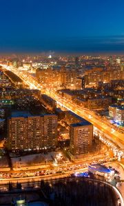 Preview wallpaper lights, road, moscow, night