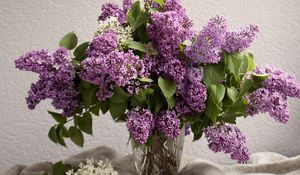 Preview wallpaper lilacs, bouquet, vase, spring, mood