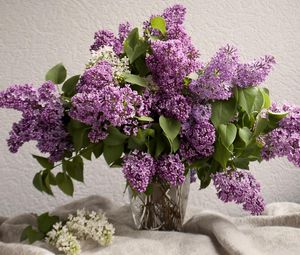 Preview wallpaper lilacs, bouquet, vase, spring, mood