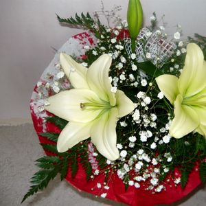 Preview wallpaper lilies, babys breath, fern, flower, decoration