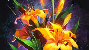 Preview wallpaper lilies, bouquet, flowers, yellow