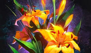 Preview wallpaper lilies, bouquet, flowers, yellow