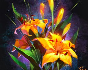 Preview wallpaper lilies, bouquet, flowers, yellow