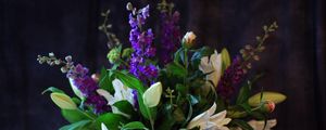 Preview wallpaper lilies, delphinium, hydrangea, flowers, bouquets, composition, design