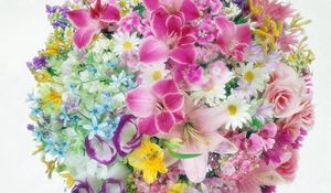 Preview wallpaper lilies, roses, carnations, daisies, flowers, bouquets, balloon, tenderness