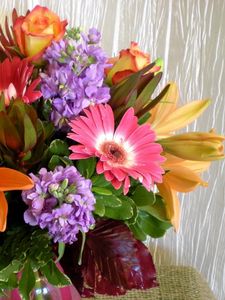 Preview wallpaper lilies, roses, gerberas, flowers, bouquet