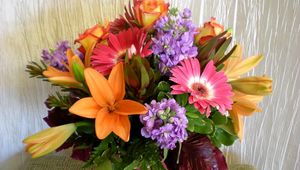 Preview wallpaper lilies, roses, gerberas, flowers, bouquet
