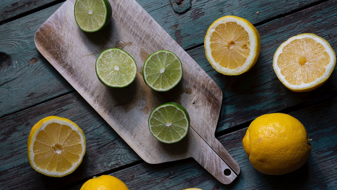 Wallpaper lime, lemons, citrus, fruit, board