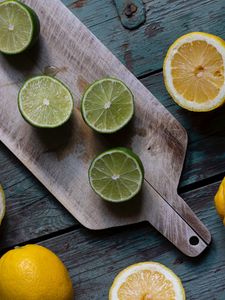 Preview wallpaper lime, lemons, citrus, fruit, board