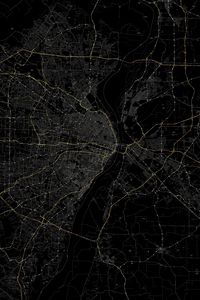 Preview wallpaper line, black background, route, map