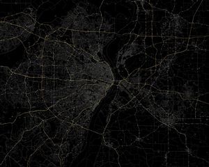 Preview wallpaper line, black background, route, map