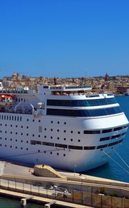 Preview wallpaper liner, costa neoromantica, ship, cruise ship, dock, pier