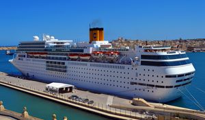 Preview wallpaper liner, costa neoromantica, ship, cruise ship, dock, pier