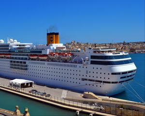 Preview wallpaper liner, costa neoromantica, ship, cruise ship, dock, pier