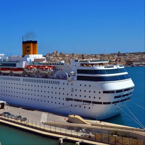 Preview wallpaper liner, costa neoromantica, ship, cruise ship, dock, pier