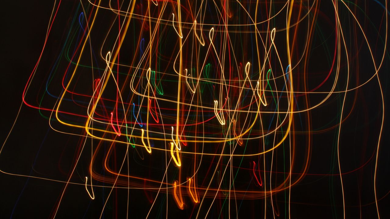 Wallpaper lines, colorful, neon, black