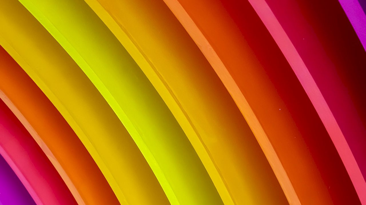 Wallpaper lines, colorful, rainbow, curved
