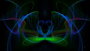Preview wallpaper lines, distortion, abstraction, blue, green