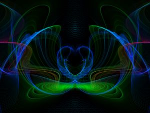 Preview wallpaper lines, distortion, abstraction, blue, green