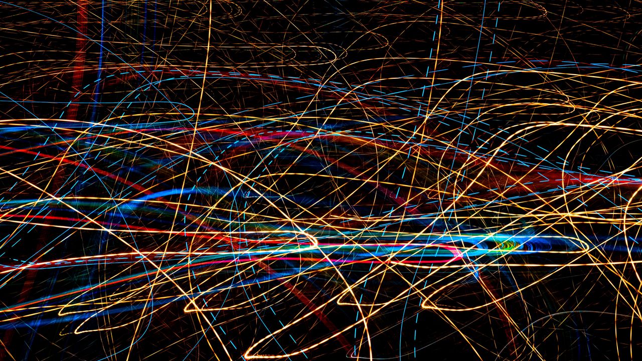 Wallpaper lines, glow, long exposure, freezelight, colorful