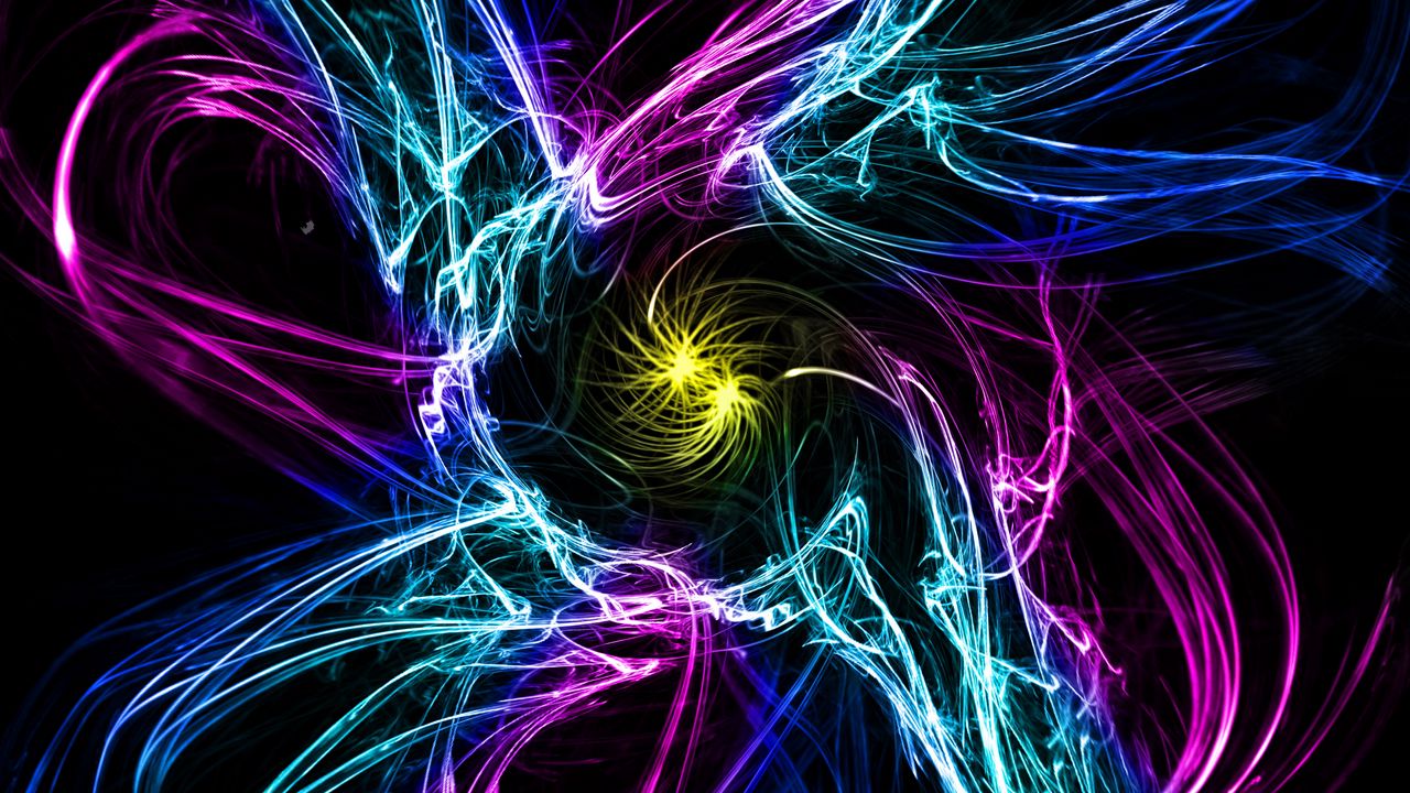 Wallpaper lines, glowing, connect, weave, multicolored