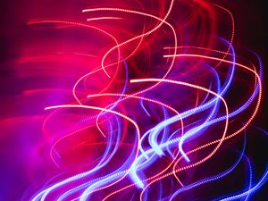 Preview wallpaper lines, intermittent, glow, neon, wavy, red