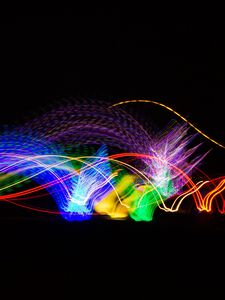Preview wallpaper lines, light, long exposure, colorful, movement