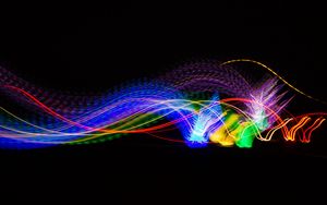 Preview wallpaper lines, light, long exposure, colorful, movement