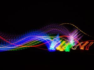 Preview wallpaper lines, light, long exposure, colorful, movement