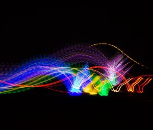 Preview wallpaper lines, light, long exposure, colorful, movement