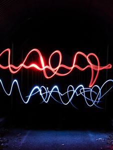 Preview wallpaper lines, light, long exposure, dark, tunnel