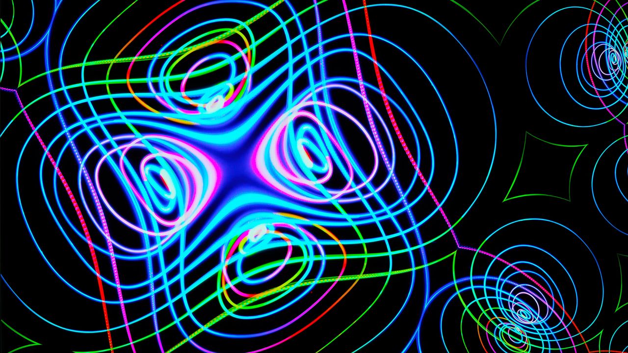 Wallpaper lines, neon, colorful, waves, abstraction