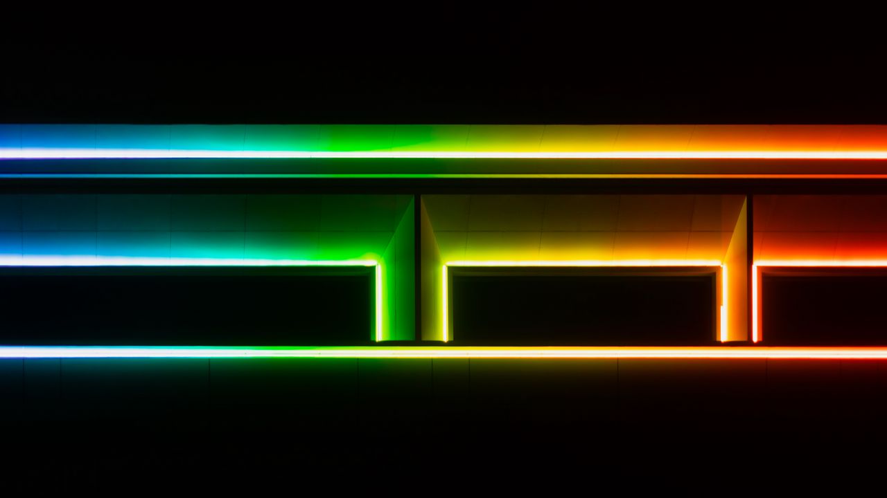 Wallpaper lines, neon, glow, multicolored, shapes
