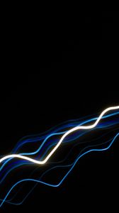 Preview wallpaper lines, neon, waves, wavy, black