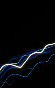 Preview wallpaper lines, neon, waves, wavy, black