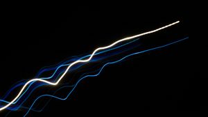 Preview wallpaper lines, neon, waves, wavy, black