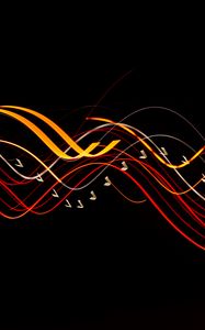 Preview wallpaper lines, ribbons, intersection, black background, abstraction