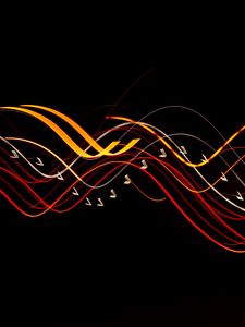 Preview wallpaper lines, ribbons, intersection, black background, abstraction