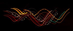 Preview wallpaper lines, ribbons, intersection, black background, abstraction