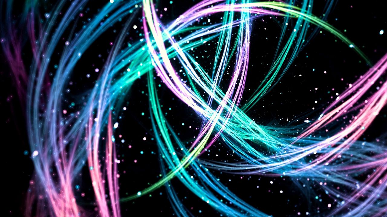 Wallpaper lines, sparks, glowing, bright, colorful, abstract, fractal