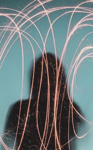 Preview wallpaper lines, sparks, silhouette, long exposure, light, movement