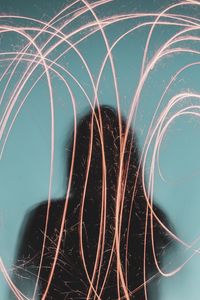Preview wallpaper lines, sparks, silhouette, long exposure, light, movement