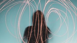 Preview wallpaper lines, sparks, silhouette, long exposure, light, movement