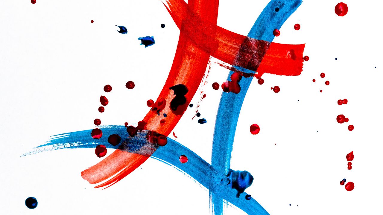 Wallpaper lines, spots, red, blue, abstraction