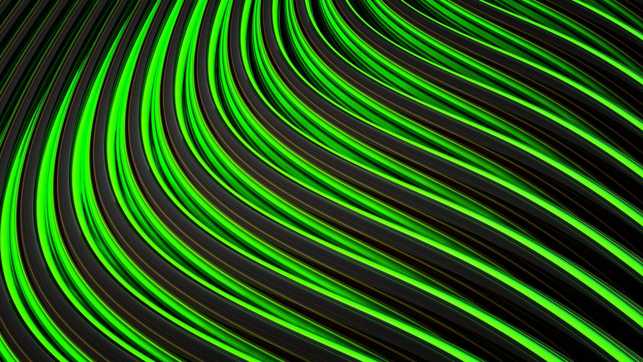 Wallpaper lines, stripes, sinuosity, green, black