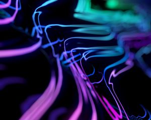 Preview wallpaper lines, wavy, colorful, glow, abstraction
