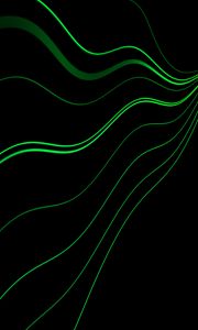 Preview wallpaper lines, wavy, green, black, glow