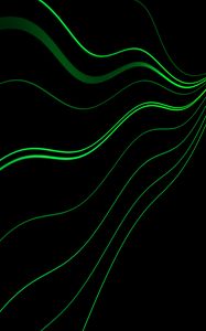 Preview wallpaper lines, wavy, green, black, glow