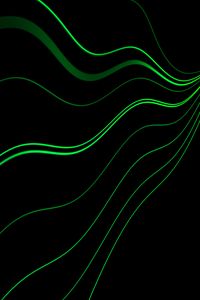 Preview wallpaper lines, wavy, green, black, glow